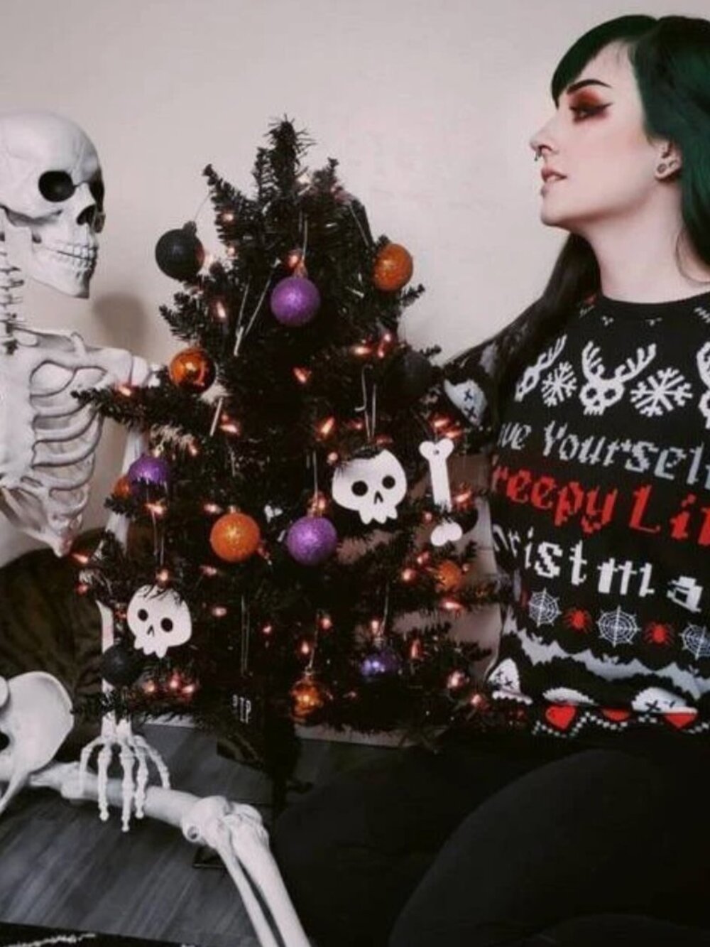 Too Fast Goth XMAS Ugly Christmas Sweater Womens M